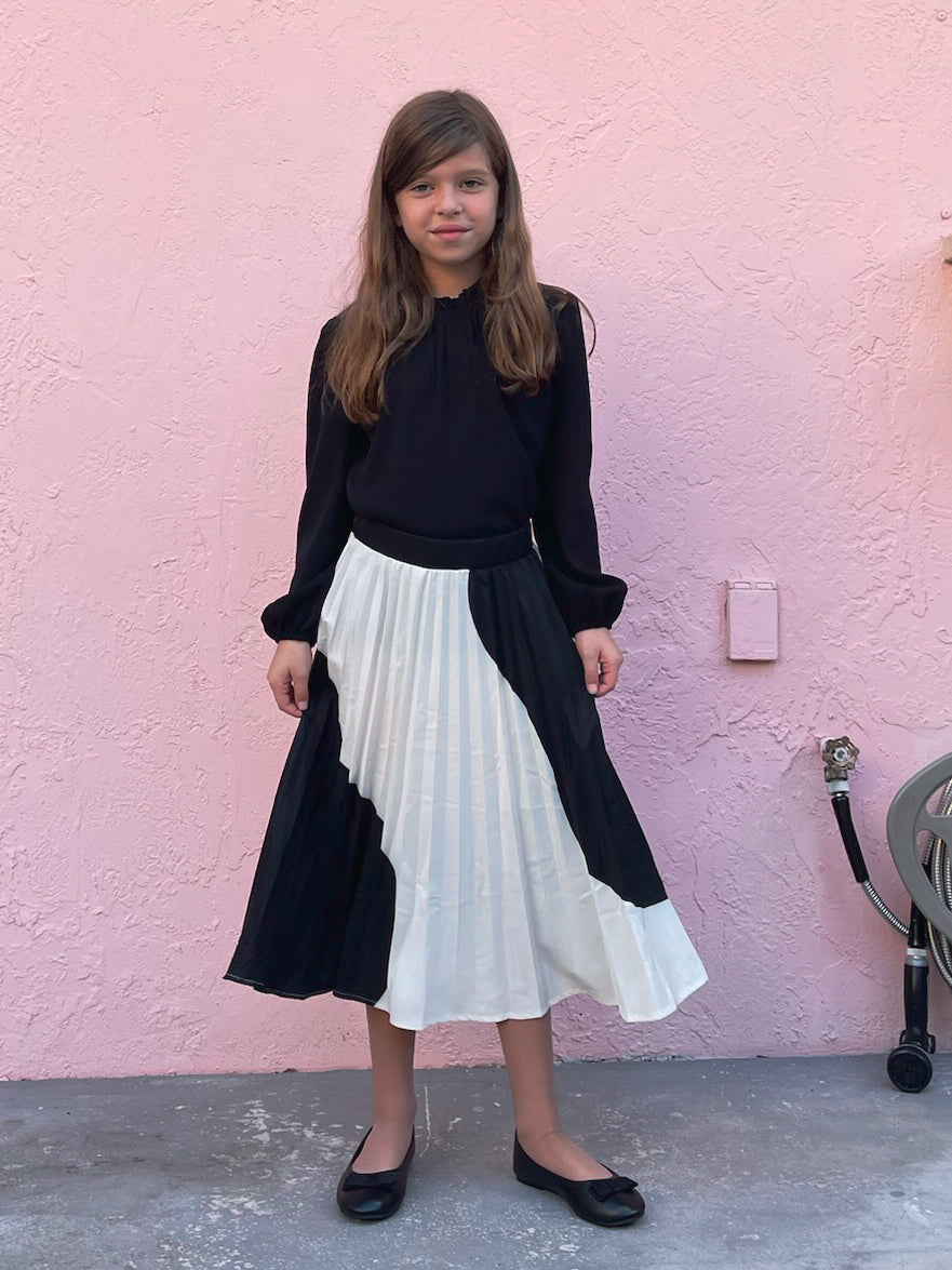 Pleated Black & White Skirt