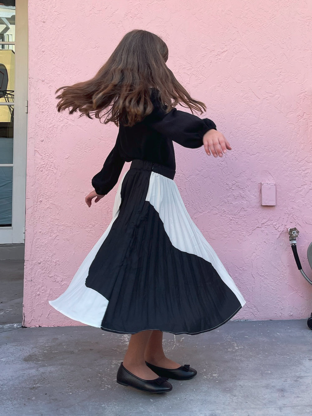 Pleated Black & White Skirt