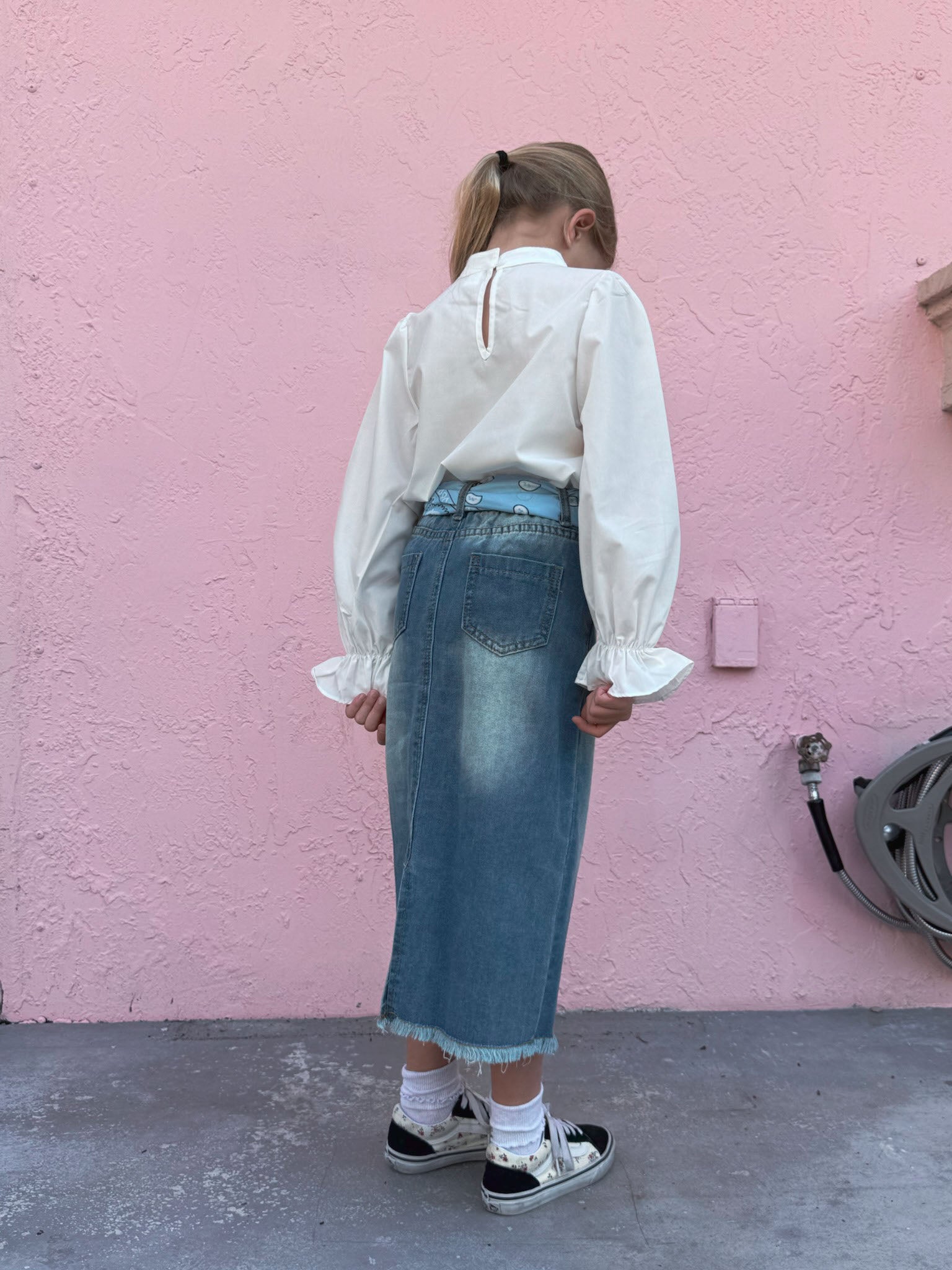 White Blouse with Flower Ornament