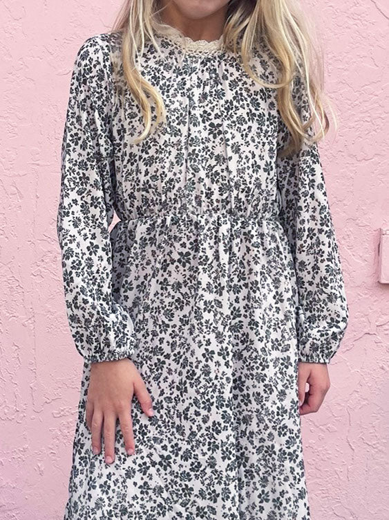 Long Dress Liberty Print with Lace Collar