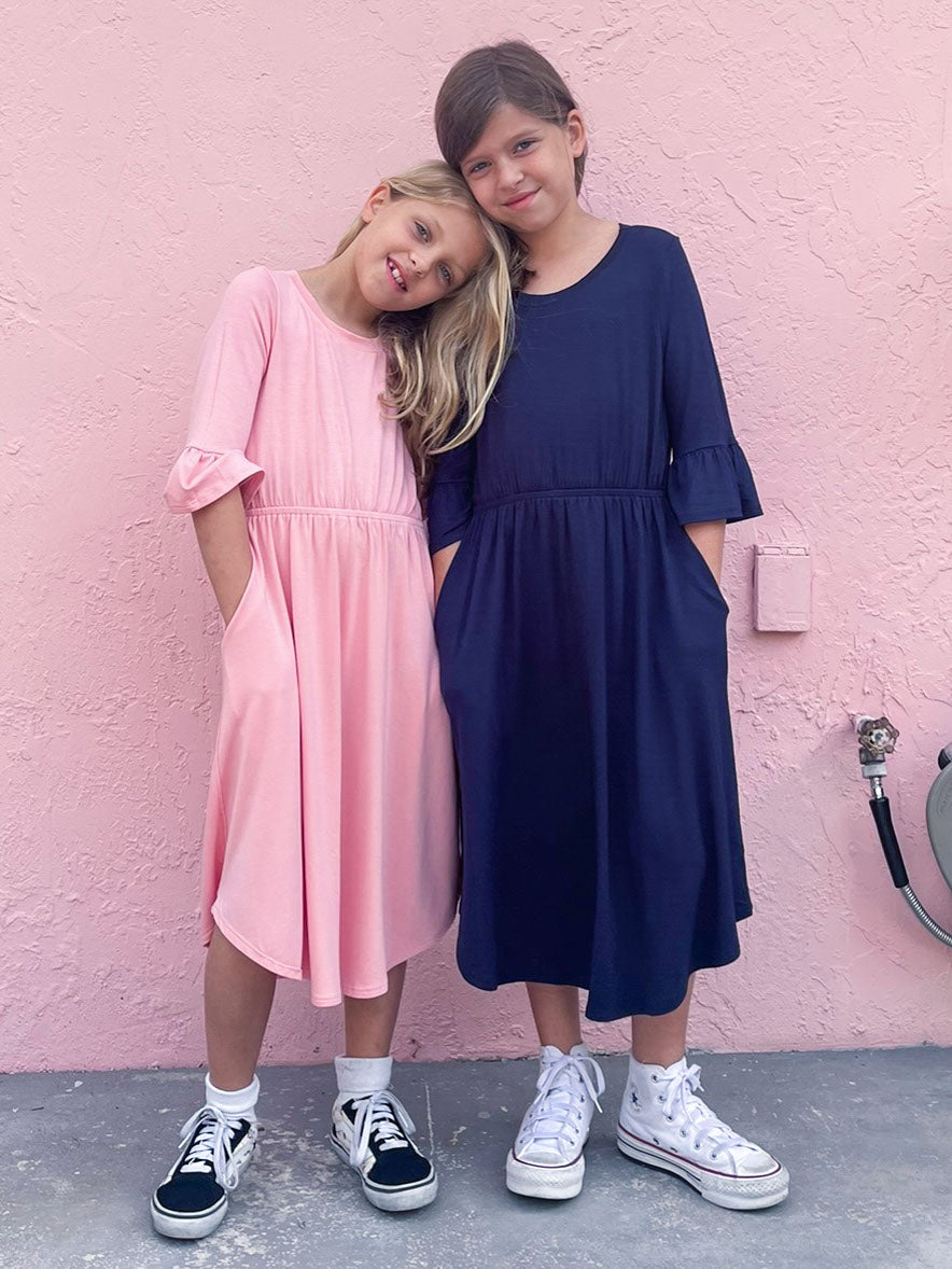 Girls Fit and Flare Midi Dress