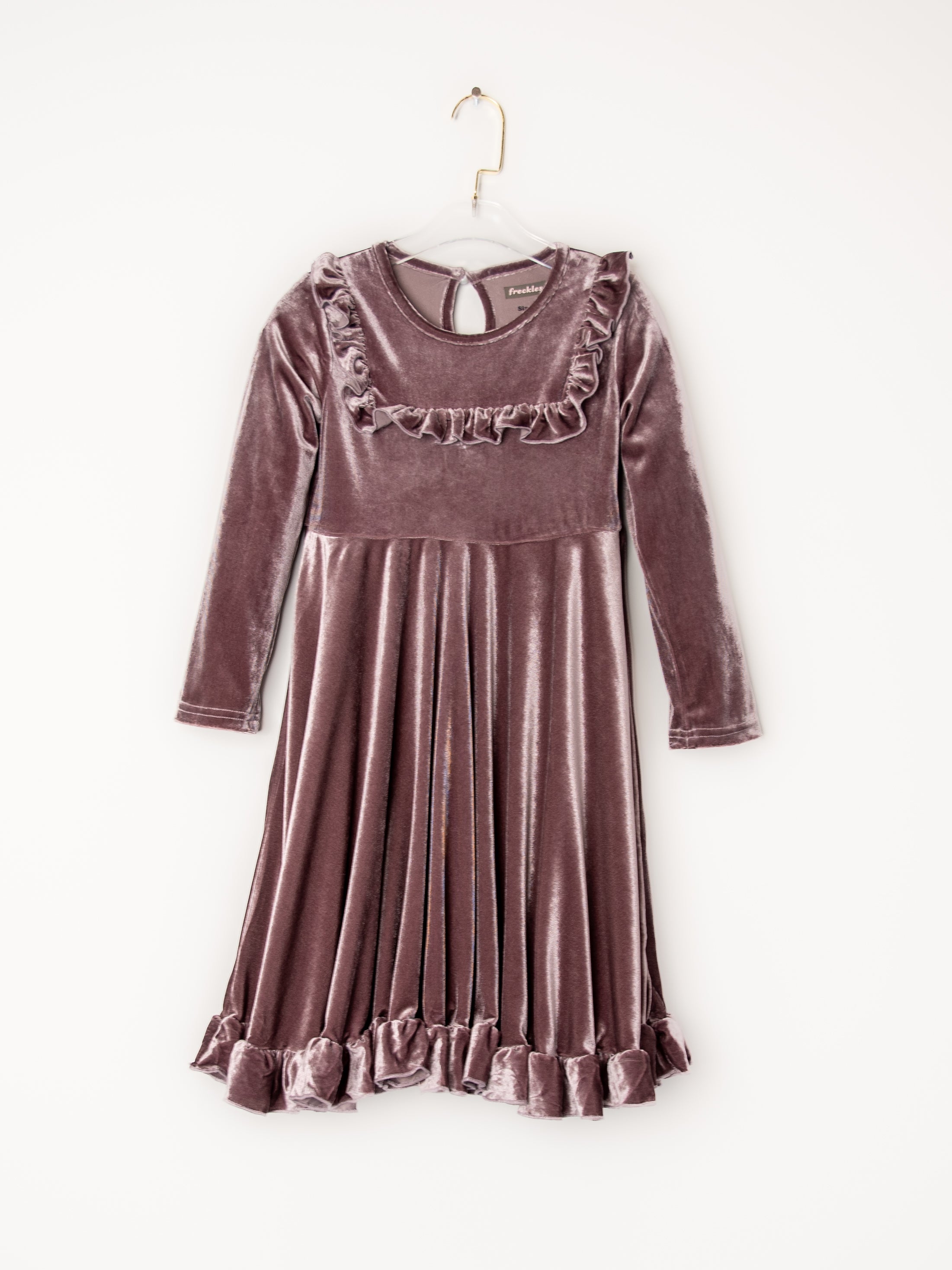 Lavender Velvet Ruffle Winter Dress