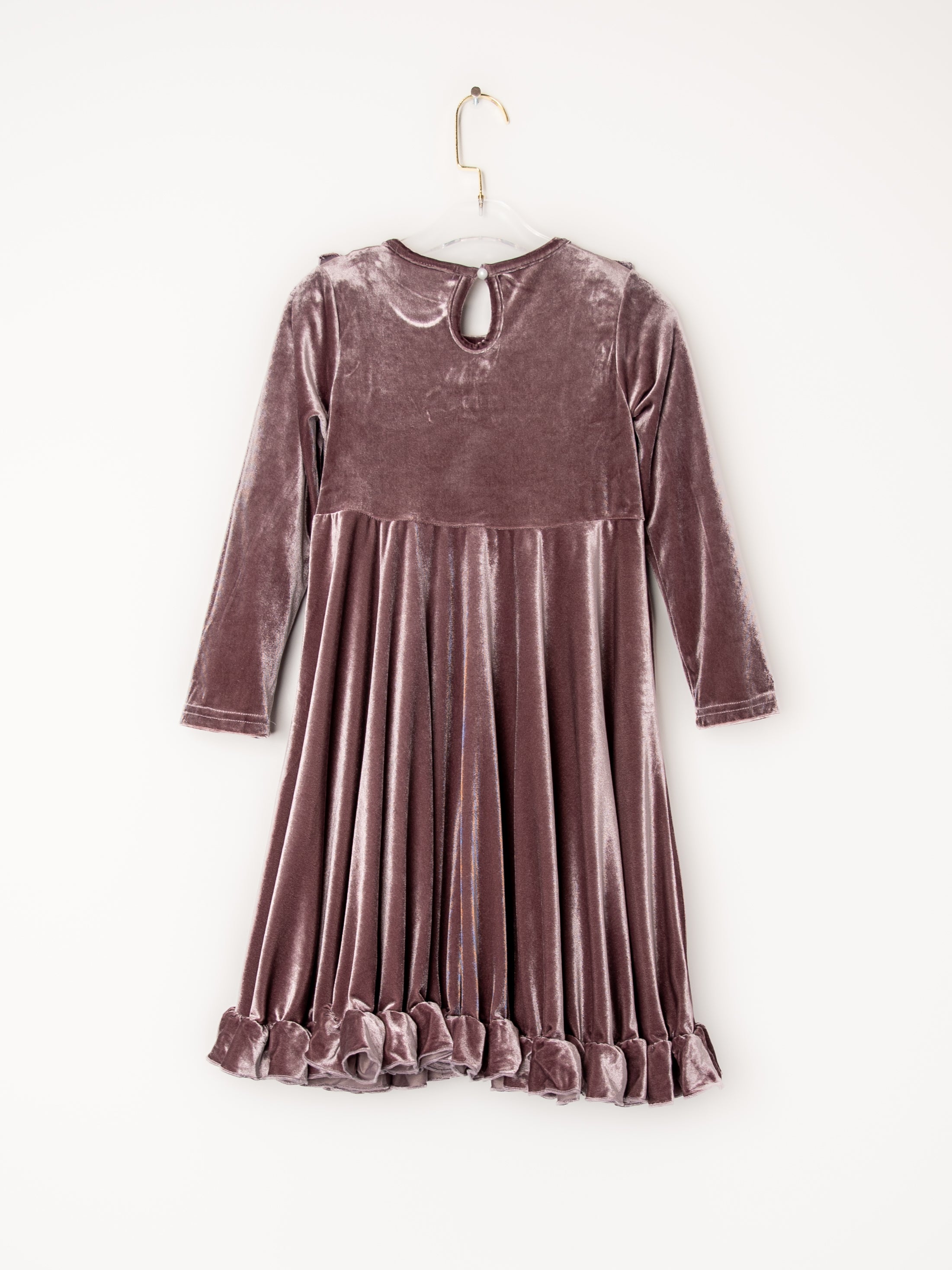 Lavender Velvet Ruffle Winter Dress