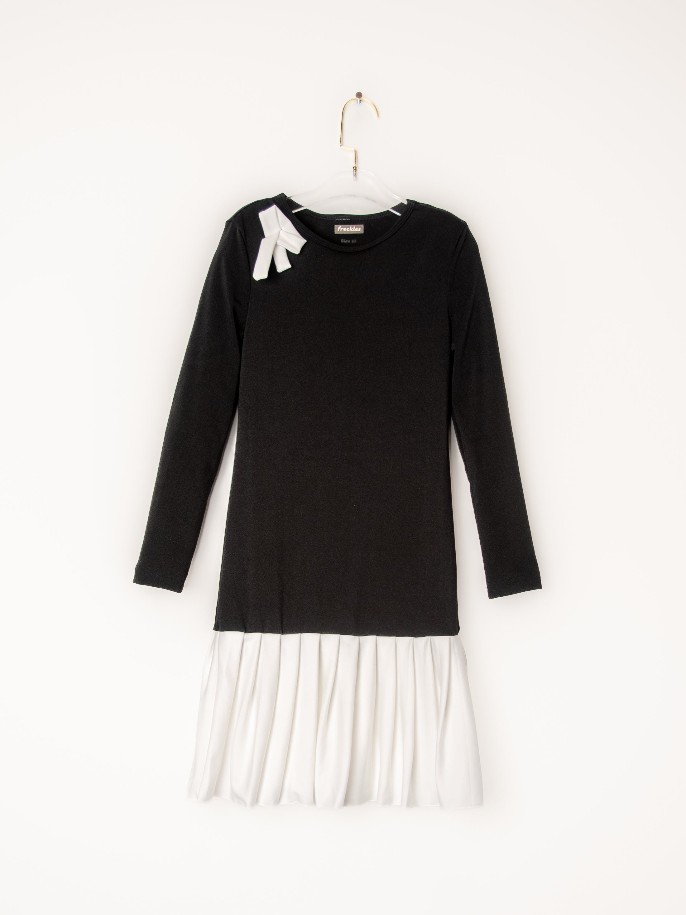 Black and White Long Sleeve Twirl Dress