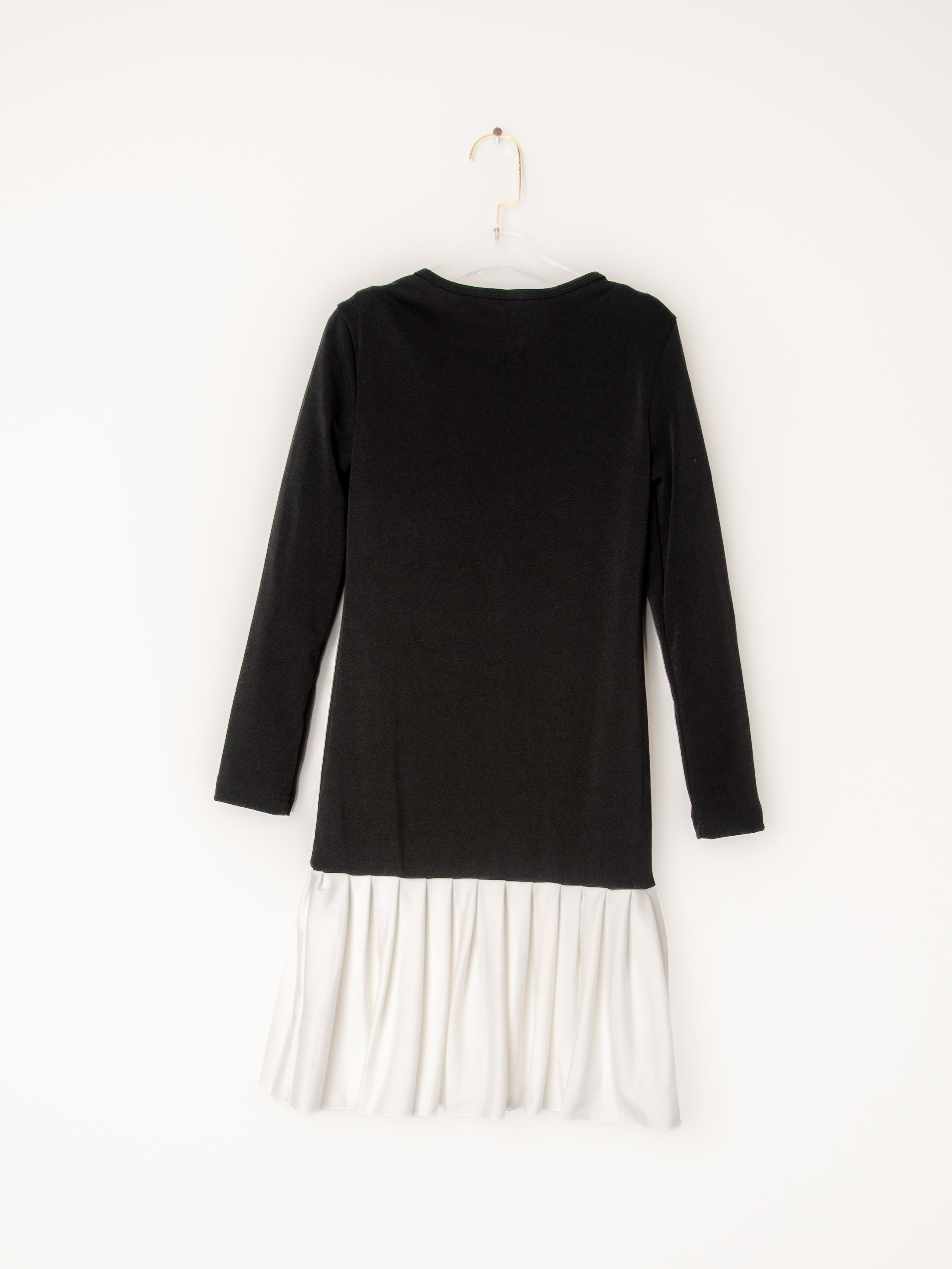 Black and White Long Sleeve Twirl Dress