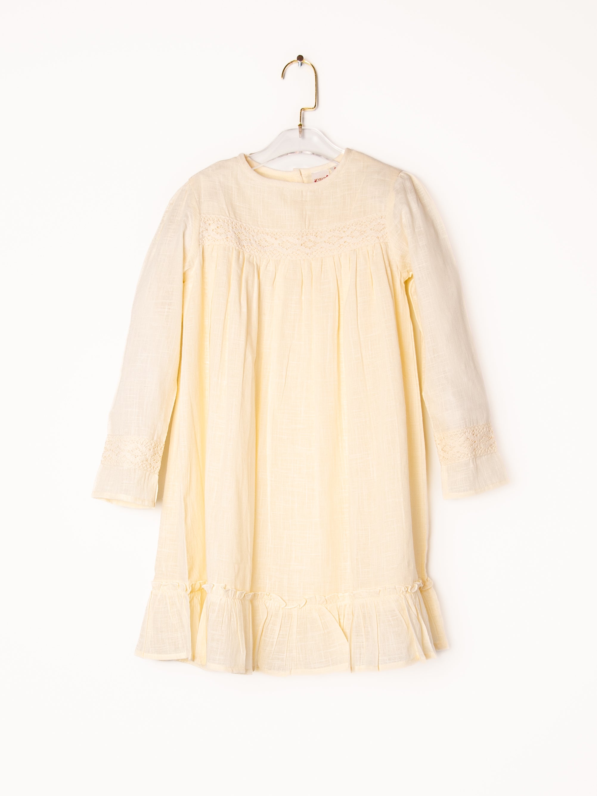 Off-White Lace Detail Long Sleeves Dress