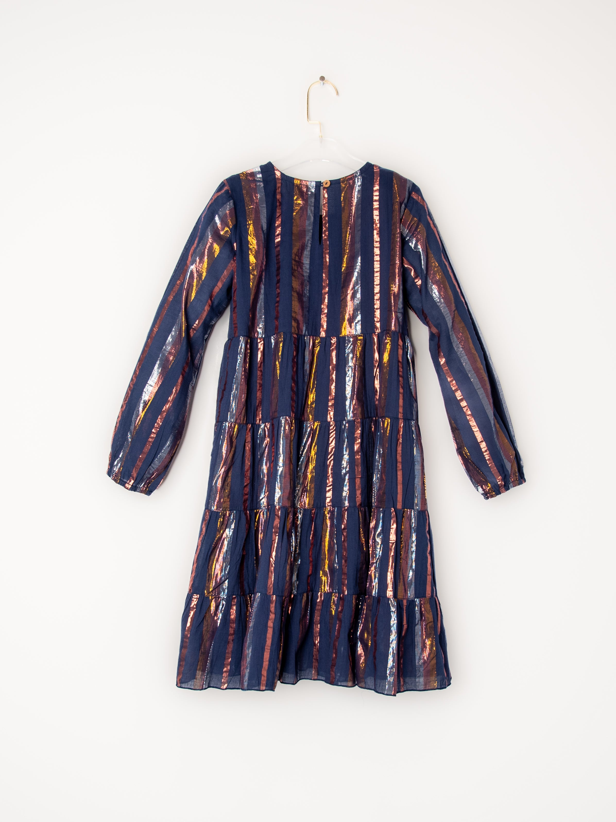 Multi Colored Lurex Tiered Long Sleeve Dress