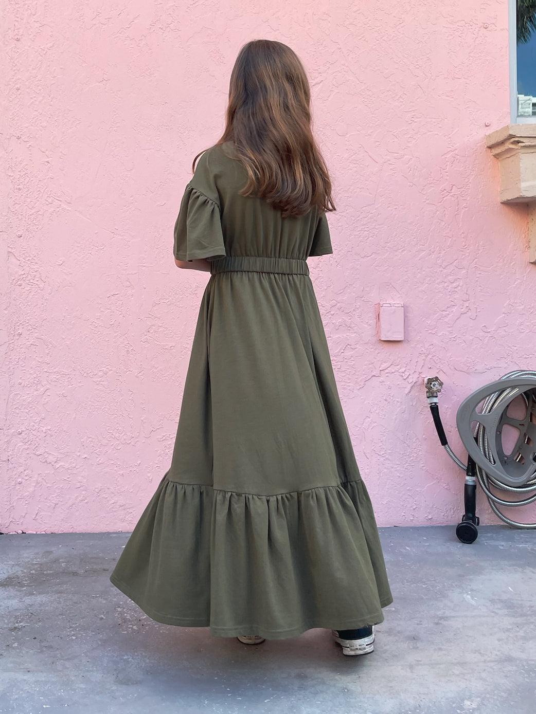 Drop Shoulder Dress - Ruffle Hem